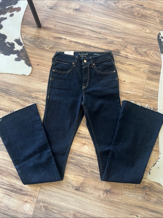 Ariat Denim - Ariat Premium Italian Raw Hem HR Flare Dark Indigo Jeans